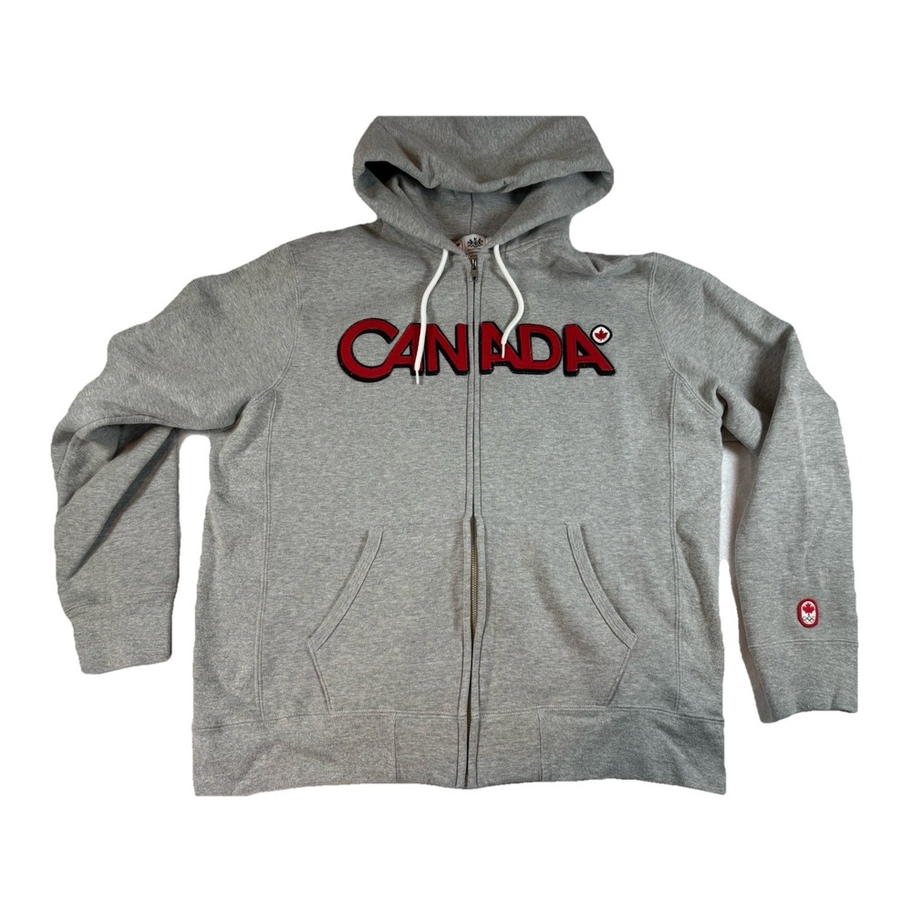 CANADA OLYMPIC Hudson‎ Bay Co. Gray HOODIE Zipper SWEATER Men's Large